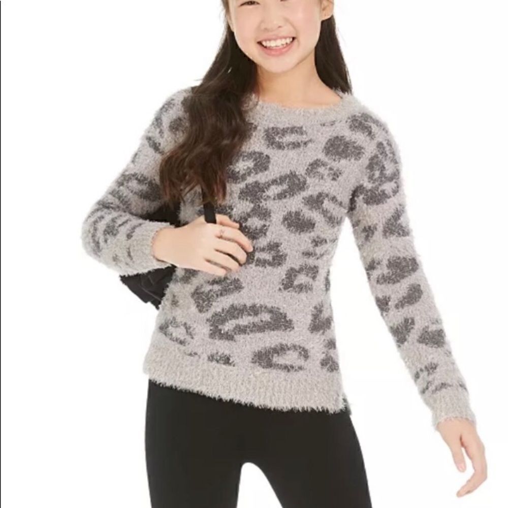 Girls Epic Threads Animal Print Metallic Eyelash Sweater Size Large